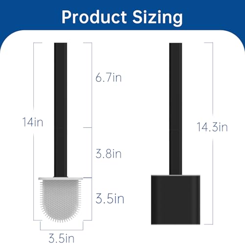 RV Toilet Brush, Black Toilet Brush Silicone Won't Damage Toilets, Wall Mounted Toilet Brush-Anti-Roll, Anti-Drip Design, Suitable for RV Travel Trailers and Campers, rv Must Haves - color: Black-2