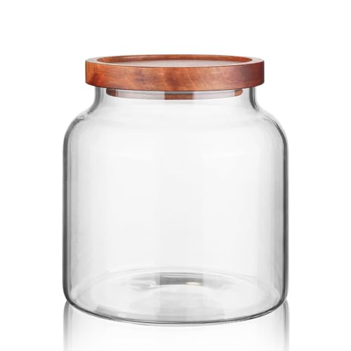 Labina Glass Jar with Wood Lid, Airtight Kitchen Storage Canister - size: C1: 54 Oz 1 pcs