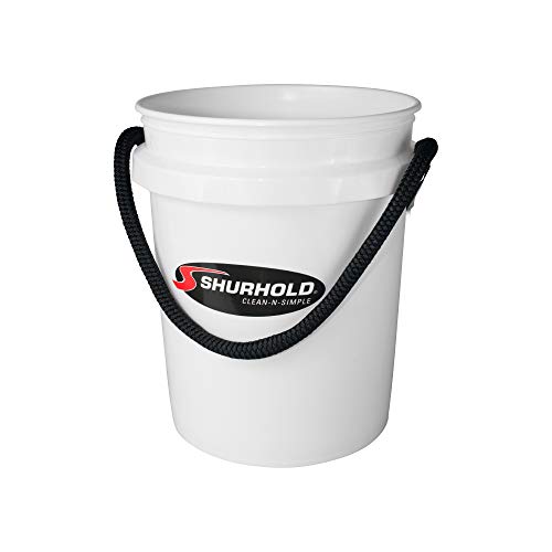 Shurhold World’s Best Rope Handle Bucket - Tough Molded Plastic with Leak-Free Design, Even Weight Distribution & Built for Heavy-Duty Use - 5g - Black - color: White, size: 5 Gallon
