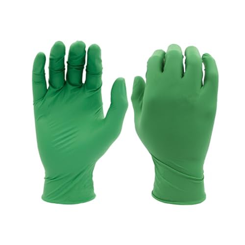 SHOWA 6110PF Nitrile Disposable Gloves, 4 Mil, X-Small (1 Box/100 Gloves) - color: Green, size: X-Small