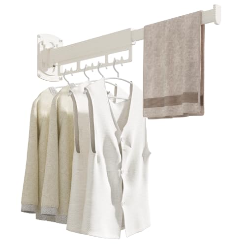 Wall Mounted Clothes Drying Racks for Small Spaces,Foldable,that Fits Suitable for Bathroom,Small Balcony,Apartment,RV,Easy to Install and Disassemble Durable (2 Sections-White) - size: 1Fold-White