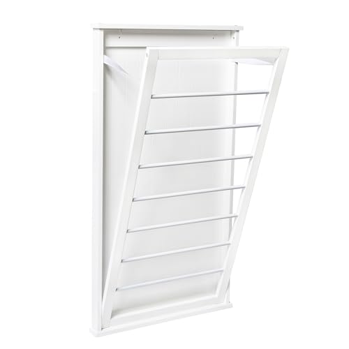 Honey-Can-Do Wall-Mount Wooden Clothes Drying Rack, 30 lb, White