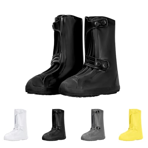 Waterproof Shoe Covers, Reusable Silicone Rain Shoe Covers, Black, L