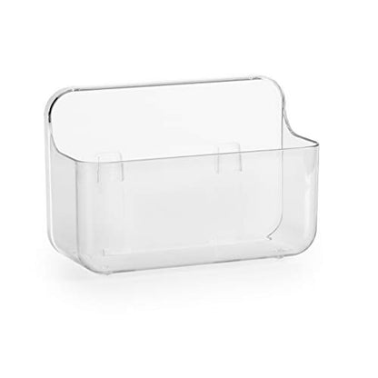Adhesive Wall Organizer Bin, No-Drill, Clear, 7.1 x 3.15 x 4.75 in - size: Small