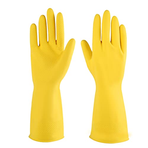 Rubber cleaning gloves 3 or 6 Pairs for Household,Reuseable dishwashing gloves for Kitchen. - color: Yellow, size: X-Large (Pack of 3)