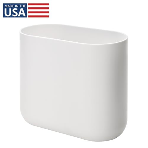 iDesign Small Slim Plastic Bathroom Trash Can, White - color: White, style: Pack of 1