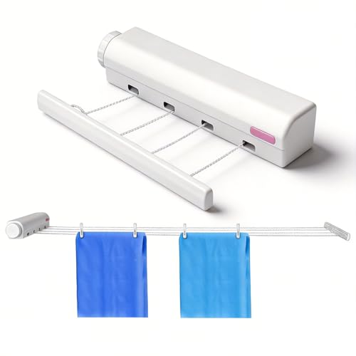 Retractable Clothesline Kit Telescopic Multiple Ropes Clothes Line, Clothes Drying Rope Hanger for Indoor Outdoor Supplies, Automatic Wall Mounted Retractable Clothes Drying Rack - size: Four ropes
