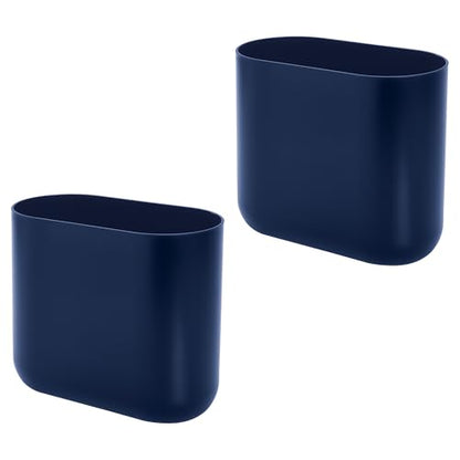 iDesign Small Slim Plastic Bathroom Trash Can, 2-Pack, Navy Blue - color: Navy, style: Pack of 2