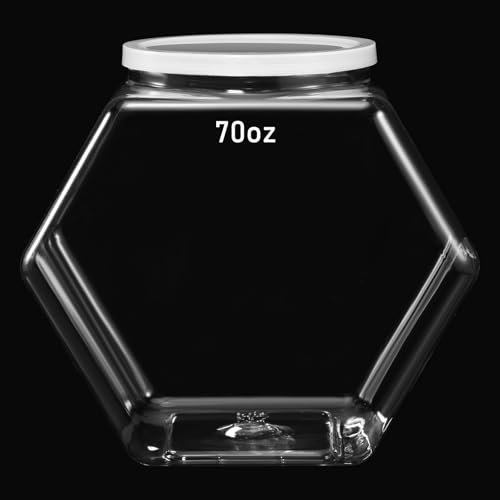 Uiifan Plastic Candy Jar with Lid Clear Hexagonal Fish Bowls,70 Oz - size: 70 oz