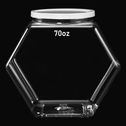 Uiifan Plastic Candy Jar with Lid Clear Hexagonal Fish Bowls,70 Oz - size: 70 oz