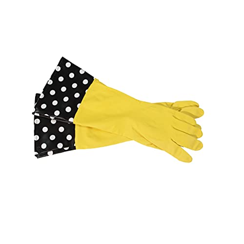 Glam Gloves Diswasher's Thick Latex Gloves for Kitchen & Home, Long Sleeves, One Size Fits All, 1 Pair, Yellow