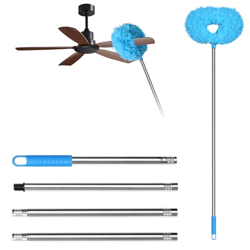 Storystore Ceiling Fan Cleaner Duster, Adjustable Microfiber Duster - color: Round-blue, size: 4.2FT