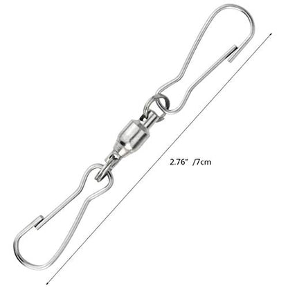 30 Pack Swivel Dual Clips, 2.76" Length Smooth Spinning Dual Clip Spiral Wind Spinner Hangers Twist Hanging Hooks for Windsocks, Plant, Flower, Bird Feeder, Kites, Lights, Flags, Lanterns, Party