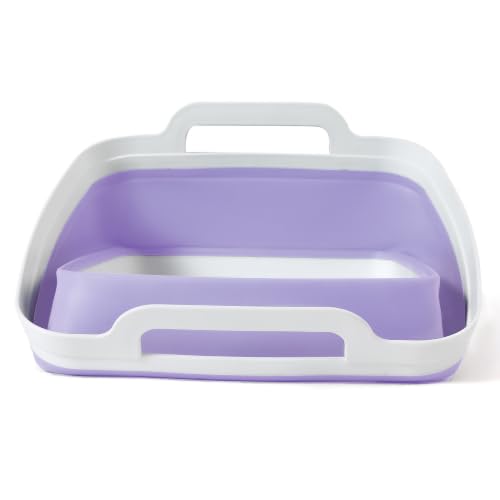 FOSJGO Collapsible Dish Basin with Drain Plug, Foldable Sink, 2.4 Gal (9L) - color: Purple