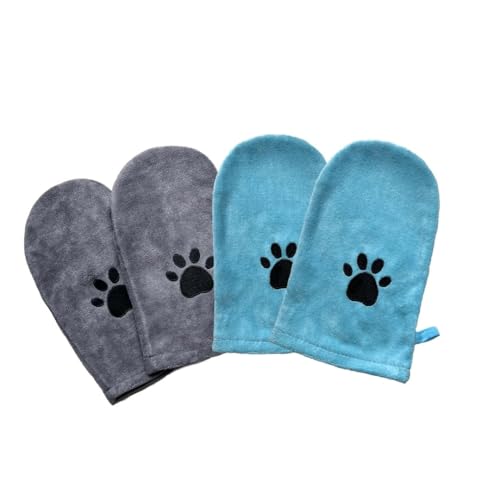 Penny & Niko Microfiber Pet Towel Mitts - Paw Cleaning and Drying Mitts/Gloves for Dogs and Cats (Sky Blue/Gray, Standard - 4 Pack) - color: Sky Blue/Gray, size: Standard - 4 pack
