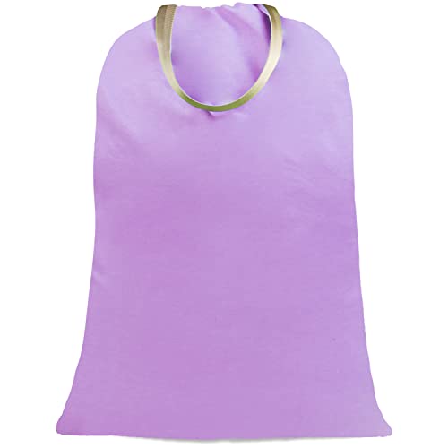 Sanlykate Large Canvas Cotton Laundry Bag with Drawstring & Handles, Heavy Duty Durable Dirty Clothes Organizer, Tear Resistant Hamper Liner Storage Bag, Travel Sack, 25.5 x 34inch - Purple - color: Purple