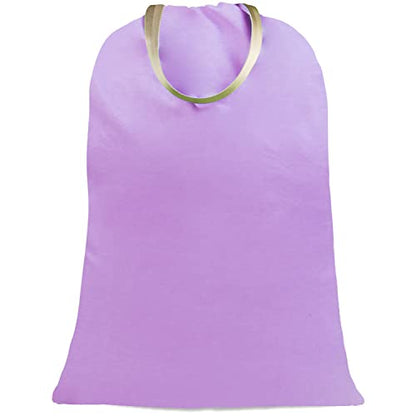 Sanlykate Large Canvas Cotton Laundry Bag with Drawstring & Handles, Heavy Duty Durable Dirty Clothes Organizer, Tear Resistant Hamper Liner Storage Bag, Travel Sack, 25.5 x 34inch - Purple - color: Purple