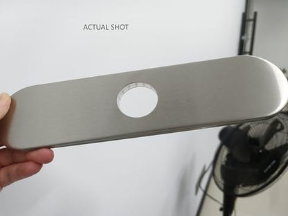 BWE 10-Inch Brushed Nickel Deck Plate, Faucet Hole Cover for 3-Hole Sink - color: Brushed Nickel