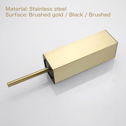 Gold Upright Toilet Brush Set Square Toilet Cleaning Brush - color: Brushed Gold