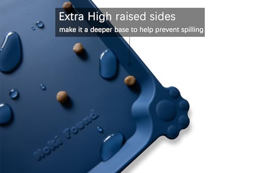 Hoki Found Silicone Pet Food Mats - Non Slip Dog Cat Bowl Placemats - Waterproof Dog Cat Food Mats - Suitable for Carpet - Indigo Ink - color: Indigo Ink, size: 19" x 12"