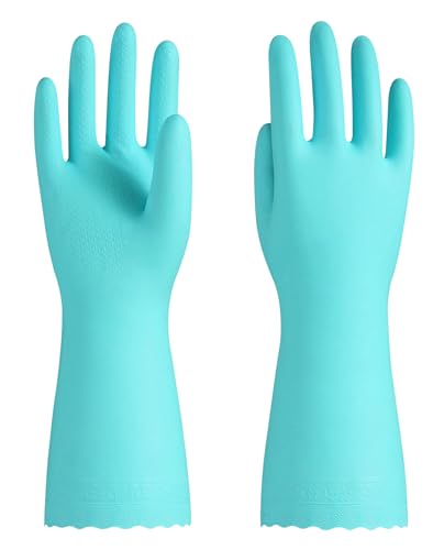 PACIFIC PPE Cleaning Gloves with Latex free, Dishwashing Kitchen Gloves with Cotton Flocked Liner, Reusable, Non-Slip, Water Resistant Household Gloves, Green, Large - color: Green, size: Large (Pack of 1)