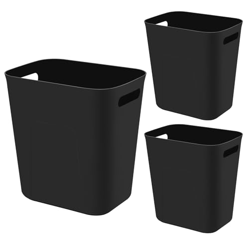 Plastic Small Bathroom Trash Can Wastebasket, 3.5 Gallon, Black, 3 Pack - color: Black, size: 3.5 Gallon/3 Pack