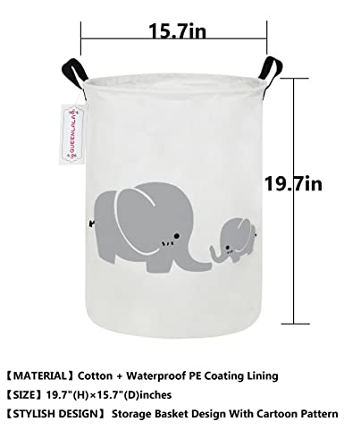 QUEENLALA Foldable Waterproof Round Fabric Laundry Basket Home, Elephant - color: Parent-child elephant