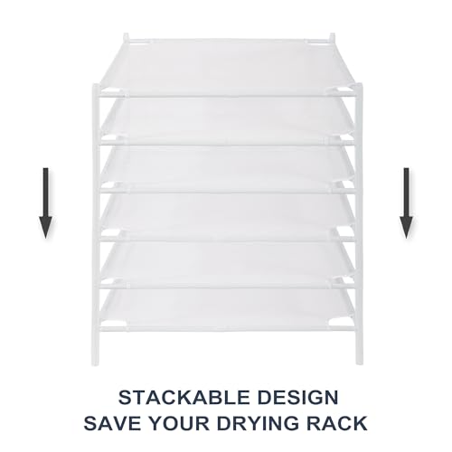 STO STO Sweater Drying Rack, 6-Pack Stackable Mesh Clothes Drying Rack, Laundry Drying Rack for Sweaters, Socks, Toys, White - style: 6 Pack