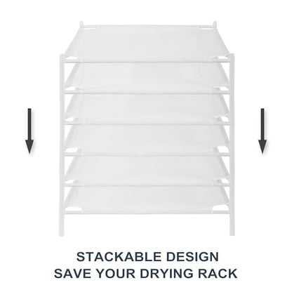 STO STO Sweater Drying Rack, 6-Pack Stackable Mesh Clothes Drying Rack, Laundry Drying Rack for Sweaters, Socks, Toys, White - style: 6 Pack