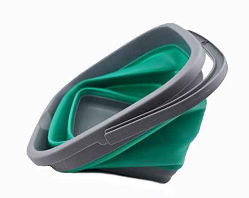SAMMART 11L (2.9 Gallon) Collapsible Rectangular Handy Bucket (1, Dark Grey/Bluish-Green) - color: Dark Grey/Bluish-green