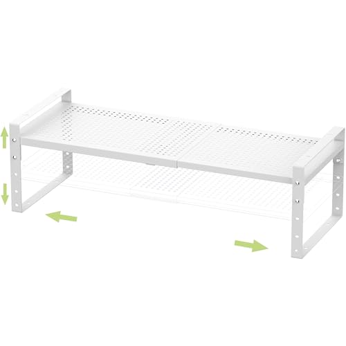 Jojocross Expandable Stackable Aadjustable Shoe Rack Pantry Shelf for Kitchen Cabinets Counter Shelves Countertop Cupboard Storage Solution,Sturdy Heavy-Duty Metal Construction(1Pack/White/Medium) - color: 1Pack/White, size: MEDIUM:8.1"D x 16.5"W x 7.8"H