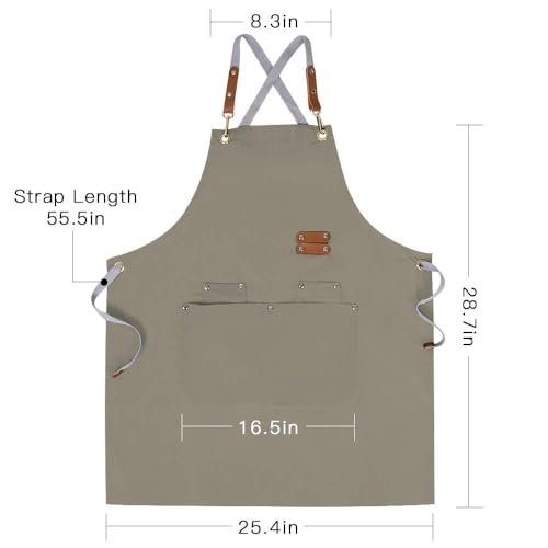Chef Apron-Cross Back Apron for Men Women with Adjustable Straps - color: Beige