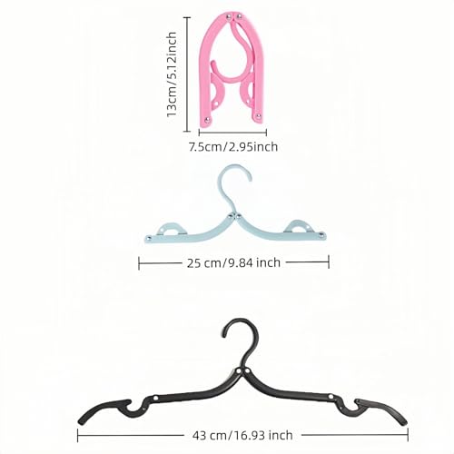 6 Pack Foldable Clothes Hangers for Travel - Portable, No Slip & Windproof Design, PP Plastic Collapsible Hangers with Anti-Slip Grooves, Space Saving for Shirts, Jeans, Socks (Multi-Color)