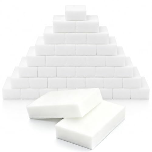 Professional Magic Cleaning Sponge 50 Pack Bulk - Commercial Grade Melamine Sponge for Restaurant, Hotel, Office - Heavy Duty Multi Surface Cleaner - color: Off-white, size: 50 Pack 3.93“x2.36”x0.79"