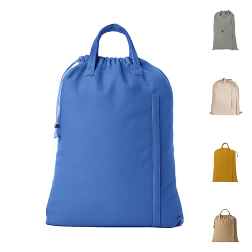 LFH Home Cotton Rich Canvas Large Laundry Bag with Handle, Heavy Duty Drawstring Closure Washable Laundry Bags, School Travel, Home, Hotel, College Dorm, Organizer Sack, Toys Clothes 24x36-Sky Blue - color: Sky Blue, size: 24”x36”