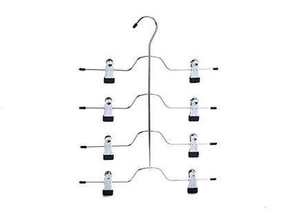 5 Quality 4-Tier Pant Skirt Trouser Hangers Heavy Duty Metal and Clips, Great for Slacks, Trousers, Jeans, Towels (5)