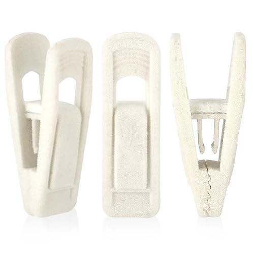 Tinfol Ivory Velvet Hanger Clips, 24 Pack Pants Velvet Clips, Large Opening Clip Clothes Pin, Strong Finger Flocked Clip Perfect for Slim-line Clothes Hangers - color: Ivory, size: 24PC