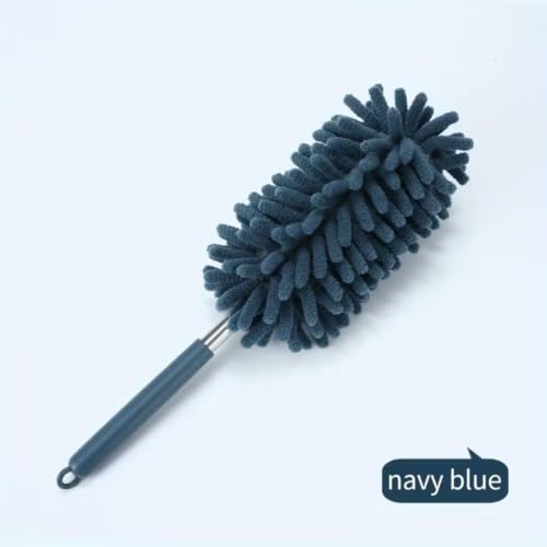 Telescopic Microfiber Duster with Extendable Pole (12 to 31.5 Inch), Washable Dusting Wand for Cleaning Home Furniture, Car Interior, Blinds and Ceiling Fans, Blue