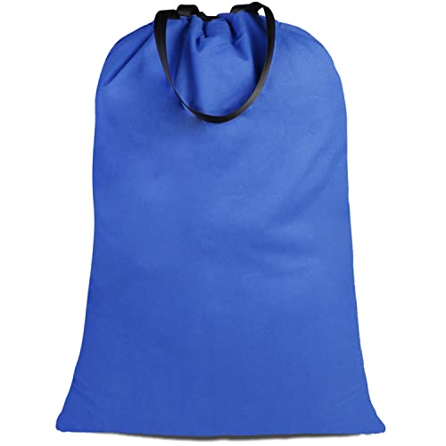 Sanlykate Large Canvas Cotton Laundry Bag with Drawstring & Handles, Heavy Duty Durable Dirty Clothes Organizer, Tear Resistant Hamper Liner Storage Bag, Travel Sack, 25.5 x 34inch - Royal Blue - color: Royal blue