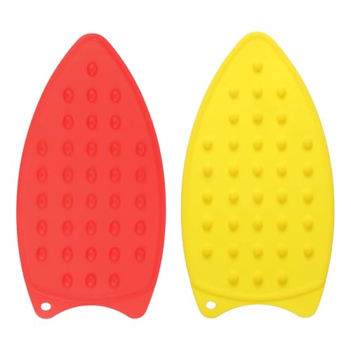 HARFINGTON 2pcs Silicone Iron Rest Pad, Multipurpose Iron Hot Resistant Mat Iron Rest Plate for Ironing Board Hot Heat Resistant Steam Compact Mat, Red/Yellow - color: Red/Yellow