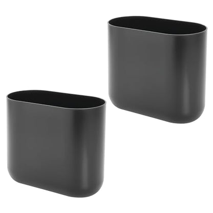 iDesign Small Slim Plastic Bathroom Trash Can, 2-Pack, Gray - color: Charcoal, style: Pack of 2