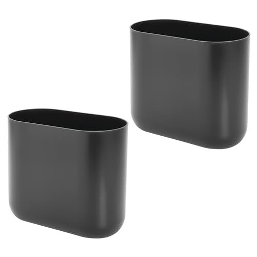 iDesign Small Slim Plastic Bathroom Trash Can, 2-Pack, Gray - color: Charcoal, style: Pack of 2