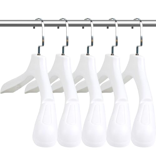 DEDU Suit Hangers for Men 40 Pack, Extra Wide Suit Hanger Non Slip Width 17.7", Thick Plastic Coat Hangers White with Metal Hook - color: White-40