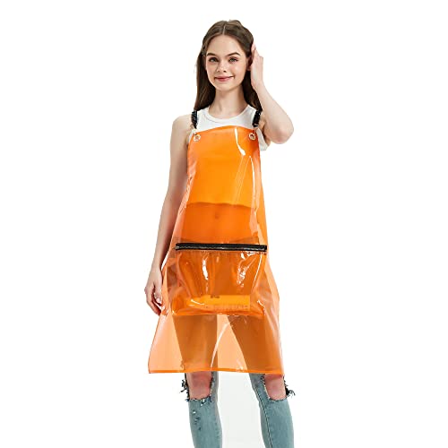 Hair Stylist Apron for Women - Waterproof Barber Nail Tech Apron Hairdresser Hairstylist Salon Aprons with Pocket - color: Orange