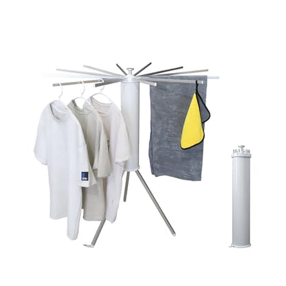 RFOUO Foldable Clothes Drying Rack Tripod with Aluminum 12 Rods - color: White