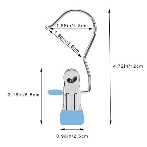 Hangers Clips,Stainless Hooks for Closet Hooks,Laundry Hanging Hooks,Travel Portable Clothes,Boot Tall Towel Hats Socks Pants and Bras (30, Blue) - color: Blue