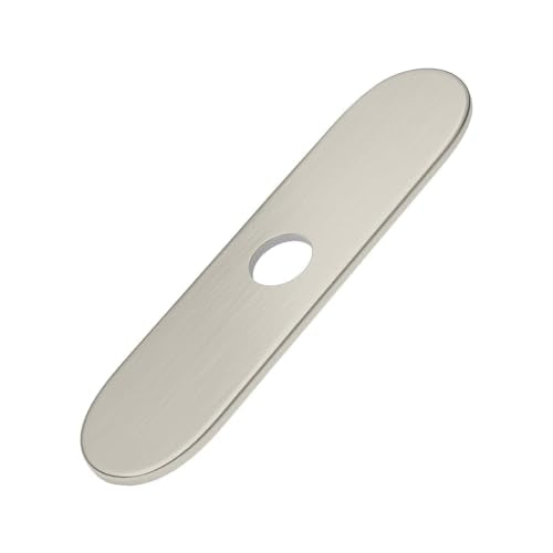 BWE 10-Inch Brushed Nickel Deck Plate, Faucet Hole Cover for 3-Hole Sink - color: Brushed Nickel
