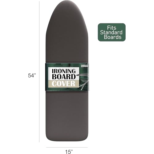 Hearth & Harbor Ironing Board Cover and Pad 15x54 Full Size, Thick Heavy Duty Scorch Resistant Padding Elastic Edge Hook & Loop Fastener, Iron Board Cover with Padding, Grey - color: Gray