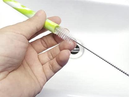 Drinking Straw Cleaning Brushes Set Pipe Tube Cleaner Nylon Bristles Stainless Steel Handle 8" 10" 12" Extra Long 10mm 12mm Extra Wide Diameter - Set of 4
