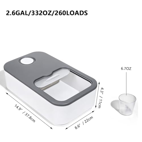 2.6GAL Laundry Powder Container, Powder Laundry Detergent Container, Plastic Laundry Powder Dispenser with Scoop & Lid, Laundry Pods & Scent Beads Container, Laundry Room Storage Containers